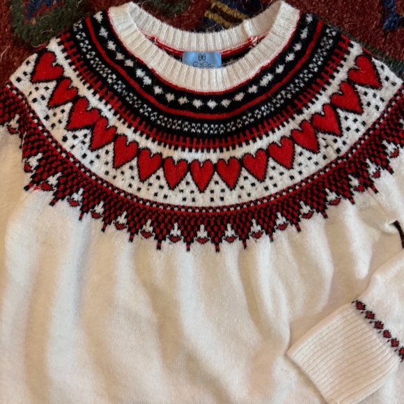 CeCe LOVE-ly Hearts FairIsle Nordic Pattern Sweater Small - Picture 2 of 7